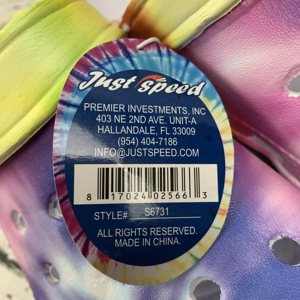 Just‎ Speed [Size 7] Tie Dye Clogs Sandals Slip On Shoes Purple Yellow New